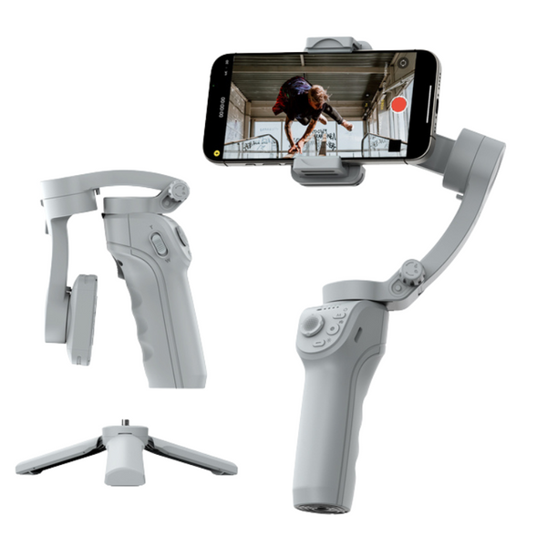 Pro Phone Gimbal: 3-Axis Stabilizer with Tripod & Intelligent Fill Light white background