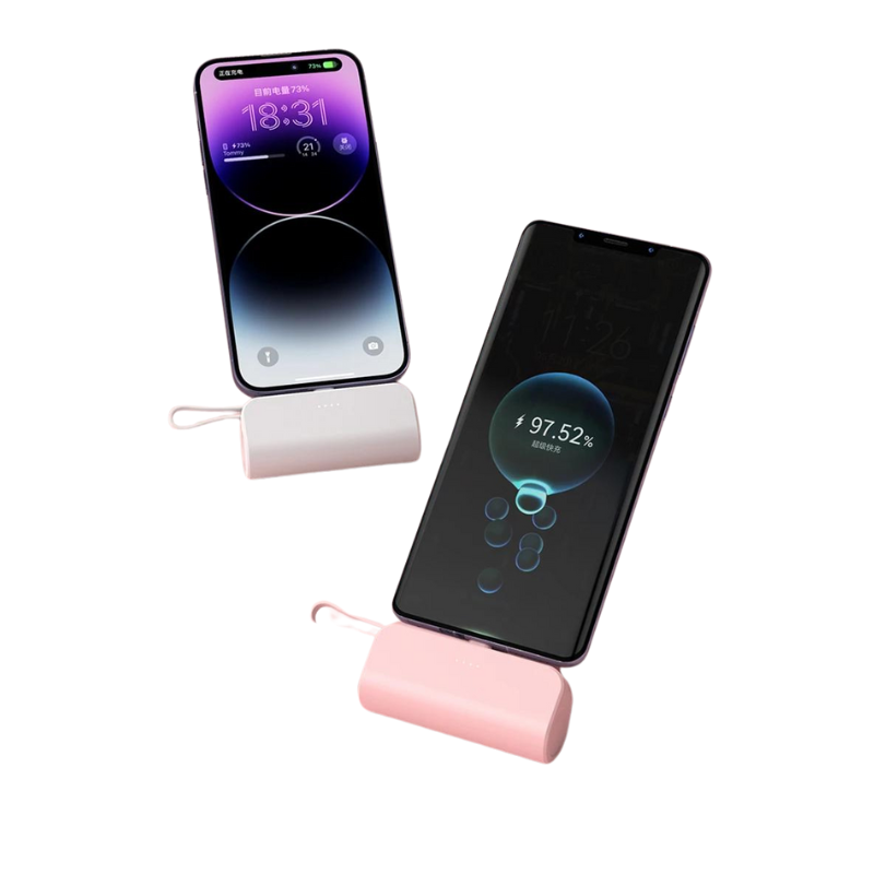 High-Capacity 30000mAh Power Bank with Stand for iPhone & Android white and pink