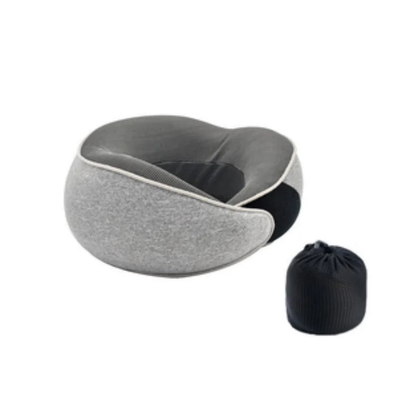 Travel Neck Pillow roll up - Durable U-shaped light gray